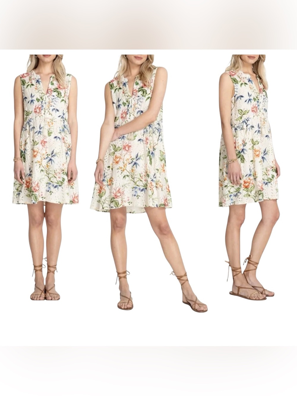 Johnny Was "Jade Caprice" Lace-Up Mini
Dress